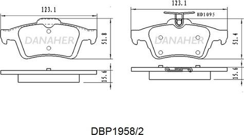 Danaher DBP1958/2 - Тормозные колодки, дисковые, комплект autosila-amz.com