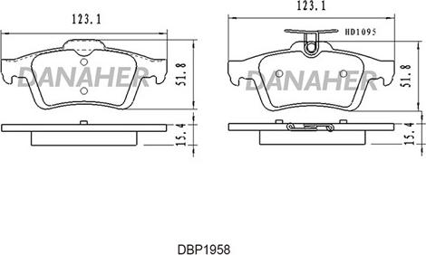 Danaher DBP1958 - Тормозные колодки, дисковые, комплект autosila-amz.com