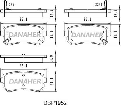 Danaher DBP1952 - Тормозные колодки, дисковые, комплект autosila-amz.com