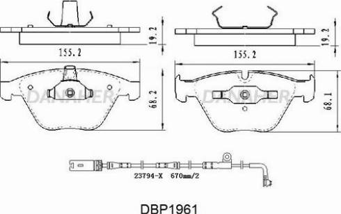 Danaher DBP1961 - Тормозные колодки, дисковые, комплект autosila-amz.com