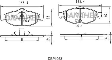 Danaher DBP1963 - Тормозные колодки, дисковые, комплект autosila-amz.com