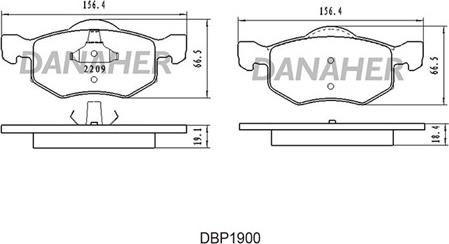 Danaher DBP1900 - Тормозные колодки, дисковые, комплект autosila-amz.com