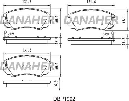 Danaher DBP1902 - Тормозные колодки, дисковые, комплект autosila-amz.com