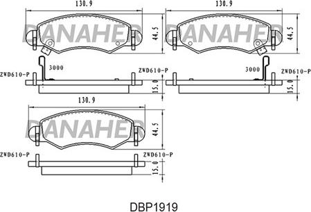 Danaher DBP1919 - Тормозные колодки, дисковые, комплект autosila-amz.com