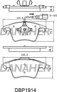 Danaher DBP1914 - Тормозные колодки, дисковые, комплект autosila-amz.com