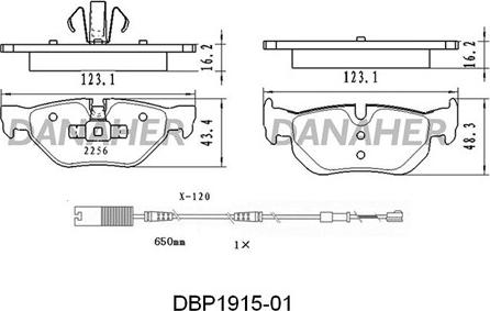 Danaher DBP1915-01 - Тормозные колодки, дисковые, комплект autosila-amz.com