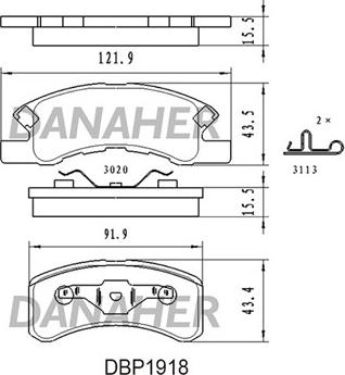 Danaher DBP1918 - Тормозные колодки, дисковые, комплект autosila-amz.com