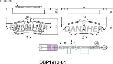 Danaher DBP1912-01 - Тормозные колодки, дисковые, комплект autosila-amz.com