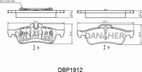 Danaher DBP1912 - Тормозные колодки, дисковые, комплект autosila-amz.com