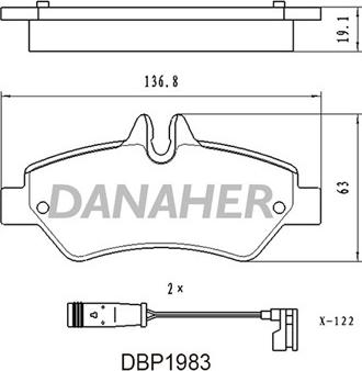 Danaher DBP1983 - Тормозные колодки, дисковые, комплект autosila-amz.com