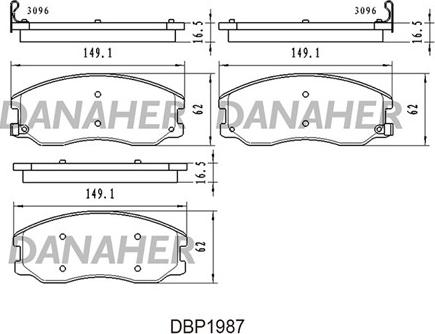 Danaher DBP1987 - Тормозные колодки, дисковые, комплект autosila-amz.com
