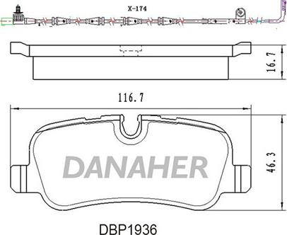 Danaher DBP1936 - Тормозные колодки, дисковые, комплект autosila-amz.com