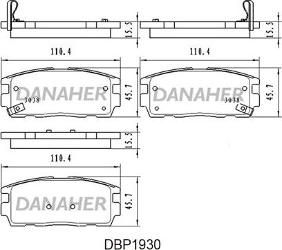 Danaher DBP1930 - Тормозные колодки, дисковые, комплект autosila-amz.com