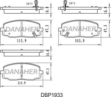 Danaher DBP1933 - Тормозные колодки, дисковые, комплект autosila-amz.com