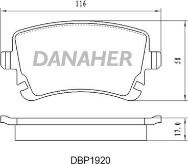 Danaher DBP1920 - Тормозные колодки, дисковые, комплект autosila-amz.com