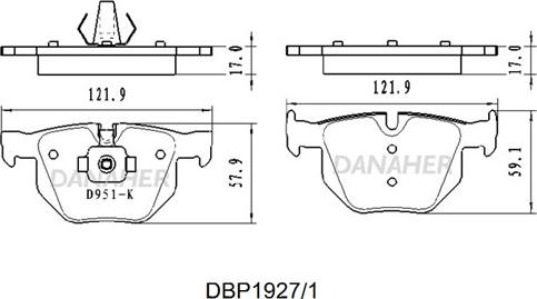 Danaher DBP1927/1 - Тормозные колодки, дисковые, комплект autosila-amz.com