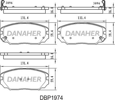 Danaher DBP1974 - Тормозные колодки, дисковые, комплект autosila-amz.com