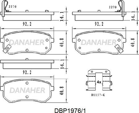 Danaher DBP1976/1 - Тормозные колодки, дисковые, комплект autosila-amz.com