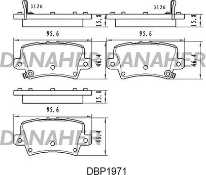 Danaher DBP1971 - Тормозные колодки, дисковые, комплект autosila-amz.com