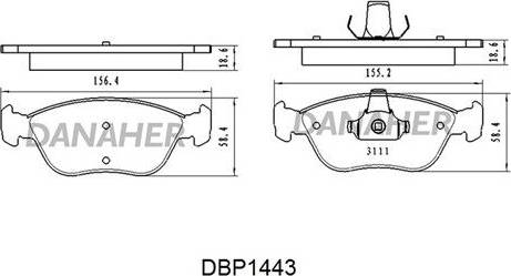 Danaher DBP1443 - Тормозные колодки, дисковые, комплект autosila-amz.com