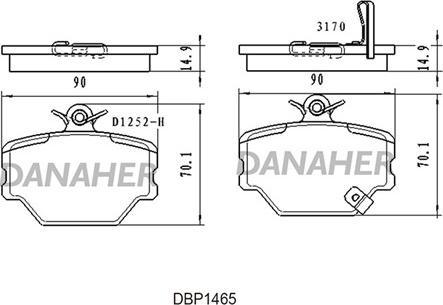 Danaher DBP1465 - Тормозные колодки, дисковые, комплект autosila-amz.com