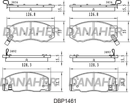 Danaher DBP1461 - Тормозные колодки, дисковые, комплект autosila-amz.com