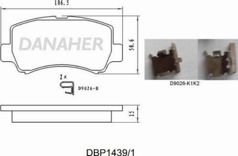 Danaher DBP1439/1 - Тормозные колодки, дисковые, комплект autosila-amz.com
