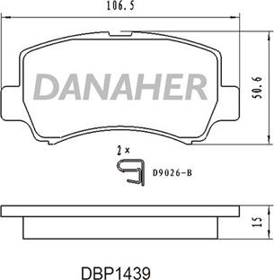 Danaher DBP1439 - Тормозные колодки, дисковые, комплект autosila-amz.com