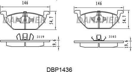 Danaher DBP1436 - Тормозные колодки, дисковые, комплект autosila-amz.com
