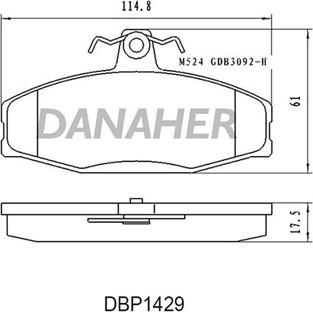 Danaher DBP1429 - Тормозные колодки, дисковые, комплект autosila-amz.com