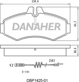 Danaher DBP1425-01 - Тормозные колодки, дисковые, комплект autosila-amz.com