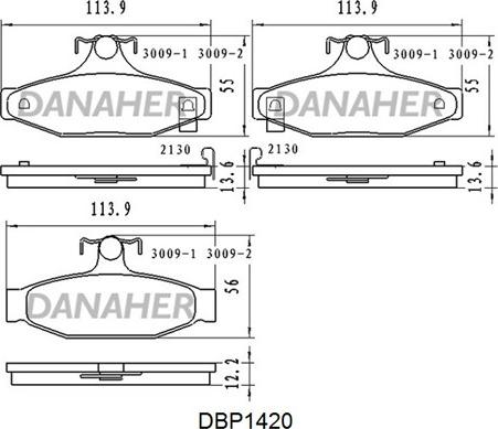 Danaher DBP1420 - Тормозные колодки, дисковые, комплект autosila-amz.com