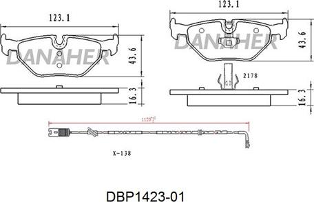 Danaher DBP1423-01 - Тормозные колодки, дисковые, комплект autosila-amz.com