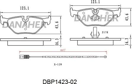 Danaher DBP1423-02 - Тормозные колодки, дисковые, комплект autosila-amz.com
