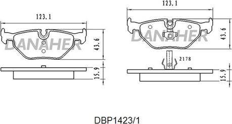 Danaher DBP1423/1 - Тормозные колодки, дисковые, комплект autosila-amz.com