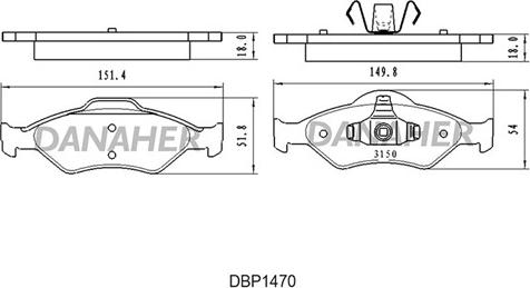 Danaher DBP1470 - Тормозные колодки, дисковые, комплект autosila-amz.com