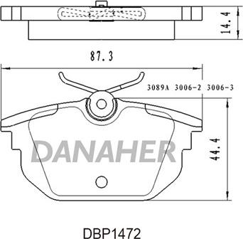 Danaher DBP1472 - Тормозные колодки, дисковые, комплект autosila-amz.com
