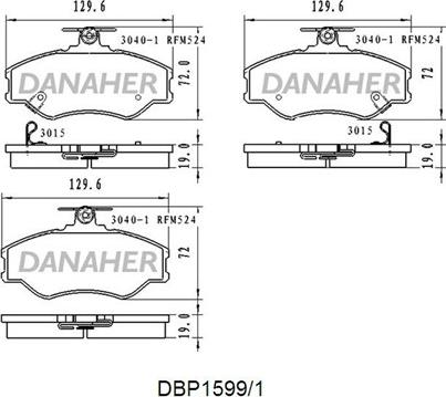 Danaher DBP1599/1 - Тормозные колодки, дисковые, комплект autosila-amz.com