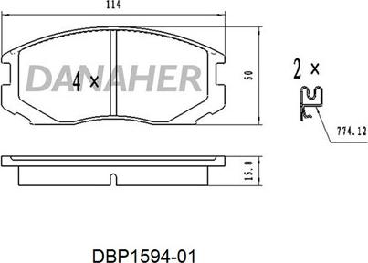 Danaher DBP1594-01 - Тормозные колодки, дисковые, комплект autosila-amz.com