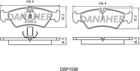 Danaher DBP1596 - Тормозные колодки, дисковые, комплект autosila-amz.com