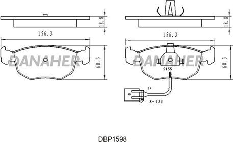 Danaher DBP1598 - Тормозные колодки, дисковые, комплект autosila-amz.com