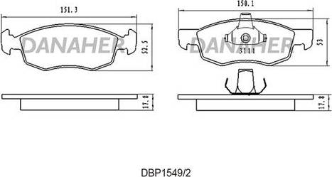 Danaher DBP1549/2 - Тормозные колодки, дисковые, комплект autosila-amz.com