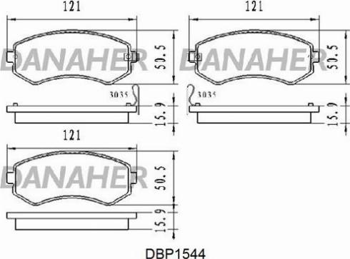 Danaher DBP1544 - Тормозные колодки, дисковые, комплект autosila-amz.com