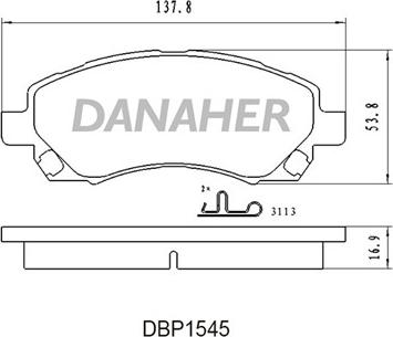 Danaher DBP1545 - Тормозные колодки, дисковые, комплект autosila-amz.com