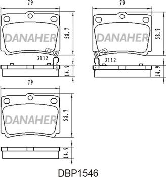 Danaher DBP1546 - Тормозные колодки, дисковые, комплект autosila-amz.com