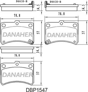 Danaher DBP1547 - Тормозные колодки, дисковые, комплект autosila-amz.com