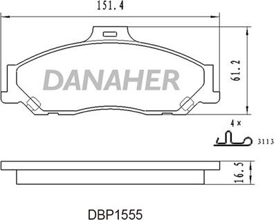 Danaher DBP1555 - Тормозные колодки, дисковые, комплект autosila-amz.com