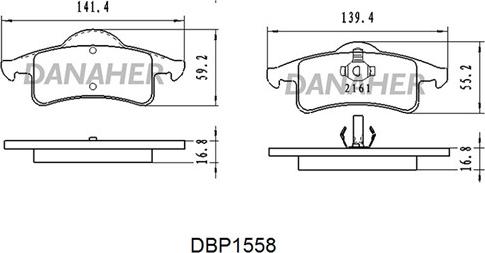 Danaher DBP1558 - Тормозные колодки, дисковые, комплект autosila-amz.com