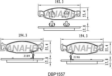 Danaher DBP1557 - Тормозные колодки, дисковые, комплект autosila-amz.com