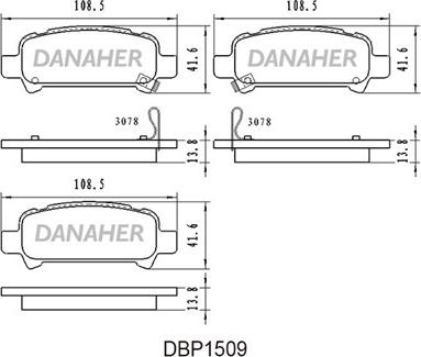 Danaher DBP1509 - Тормозные колодки, дисковые, комплект autosila-amz.com